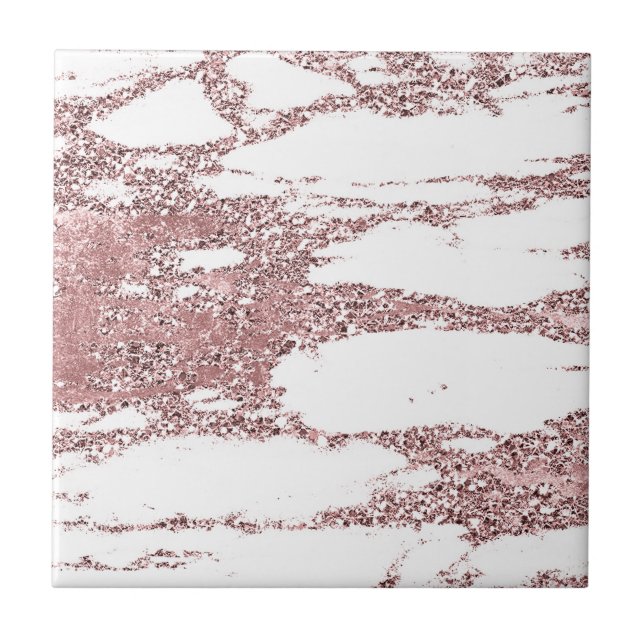 Azulejo De Cerâmica Rosa Dourado Blush Rosa Brilho Glitter Mármore (Frente)