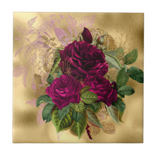 Azulejo De Cerâmica Rosa Dourado Rosa Elegante