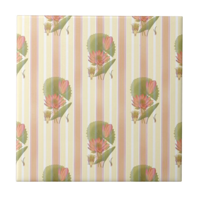 Azulejo De Cerâmica Rosa e flor de lótus macios (Frente)