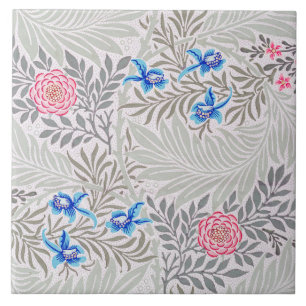 Azulejo De Cerâmica Rosa e Larkspur, William Morris