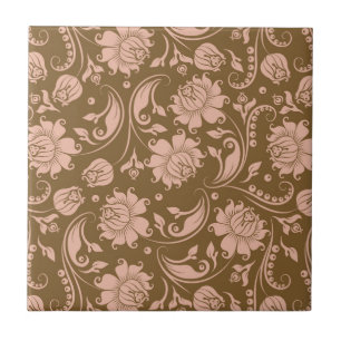 Azulejo De Cerâmica Rosa e teste padrão floral de Brown