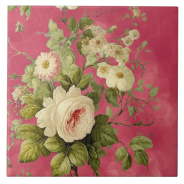 Azulejo De Cerâmica Rosa Floral Vintage Floral 