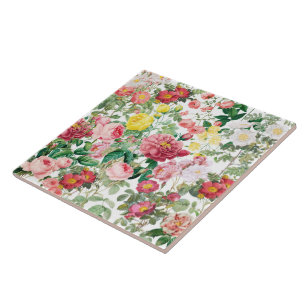 Azulejo De Cerâmica Rosa Floral Vintage Primavera Garden