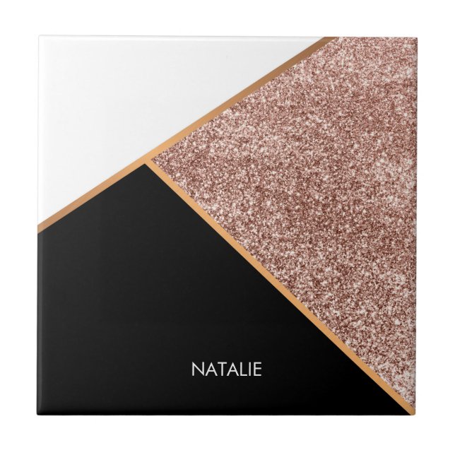 Azulejo De Cerâmica Rosa Glitter Geométrico (Frente)