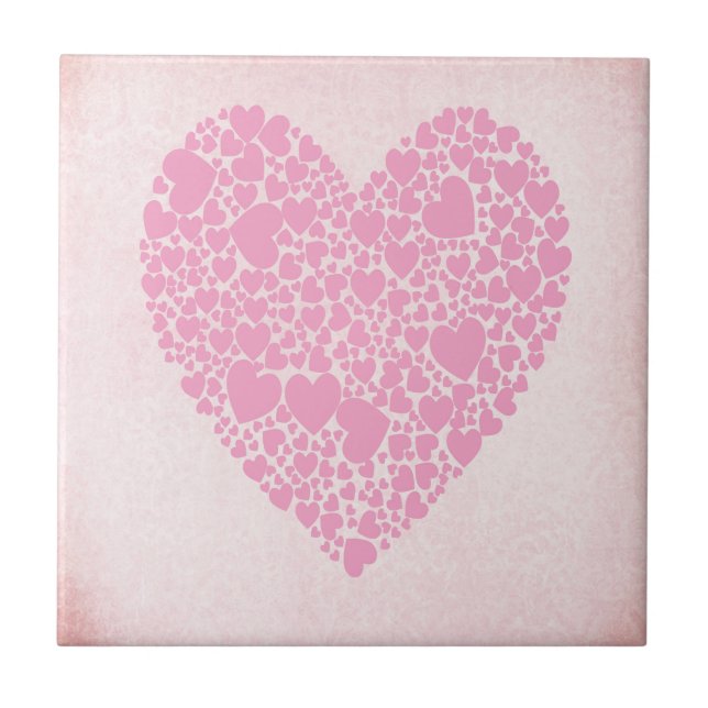 Azulejo De Cerâmica Rosa Hearts (Frente)