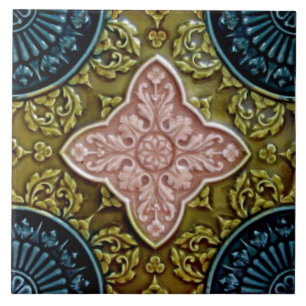 Azulejo De Cerâmica Rosa histórico, Verde, Indigo Majolica