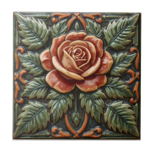 Azulejo De Cerâmica Rosa Mackintosh Relevo Falso Artes & Ofícios Repro