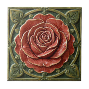 Azulejo De Cerâmica Rosa Mackintosh Relevo Falso Artes & Ofícios Repro