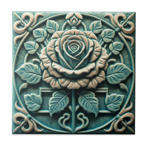 Azulejo De Cerâmica Rosa Mackintosh Relevo Falso Artes & Ofícios Repro