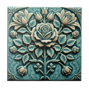 Azulejo De Cerâmica Rosa Mackintosh Relevo Falso Artes & Ofícios Repro