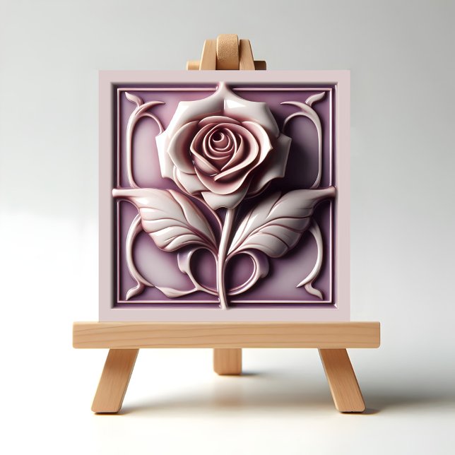 Azulejo De Cerâmica Rosa magenta (Magenta Rose on easel display)