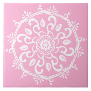 Azulejo De Cerâmica Rosa Mandala