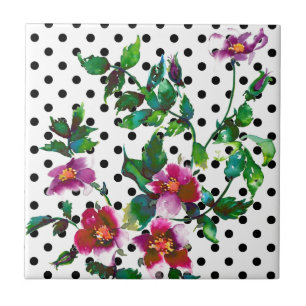 Azulejo De Cerâmica Rosa preto-e-branco-poca-pontos-poca