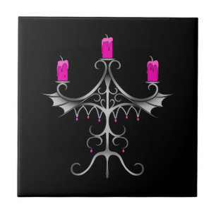 Azulejo De Cerâmica Rosa quente dos candelabros góticos extravagantes