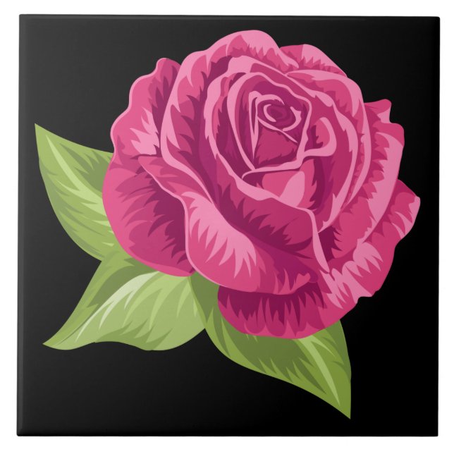 Azulejo De Cerâmica Rosa Rosa Rosa Rosa Animada (Frente)