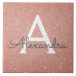 Azulejo De Cerâmica Rosa Rosa Rosa Rosa Rosa Dourada, Brilhante e Mono<br><div class="desc">Rosa rosa rosa Dourada Faux Glitter e Azulejos Elegantes Elegantes Sparkle. Essas Azulejos podem ser personalizadas para incluir seu nome inicial e próprio e fazer um excelente Rosa Rosa Rosa Dourada presente para um aniversário,  Chá de fraldas,  Chá de panela,  Festa de solteira ou casamento de garota.</div>