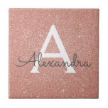 Azulejo De Cerâmica Rosa Rosa Rosa Rosa Rosa Dourada, Brilhante e Mono<br><div class="desc">Rosa rosa rosa Dourada Faux Glitter e Azulejos Elegantes Elegantes Sparkle. Essas Azulejos podem ser personalizadas para incluir seu nome inicial e próprio e fazer um excelente Rosa Rosa Rosa Dourada presente para um aniversário,  Chá de fraldas,  Chá de panela,  Festa de solteira ou casamento de garota.</div>