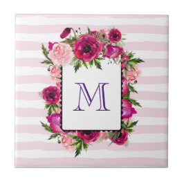 Azulejo De Cerâmica Rosa Rosa Rosa Rosa Rosa Rosa Rosa e Buquê Floral 