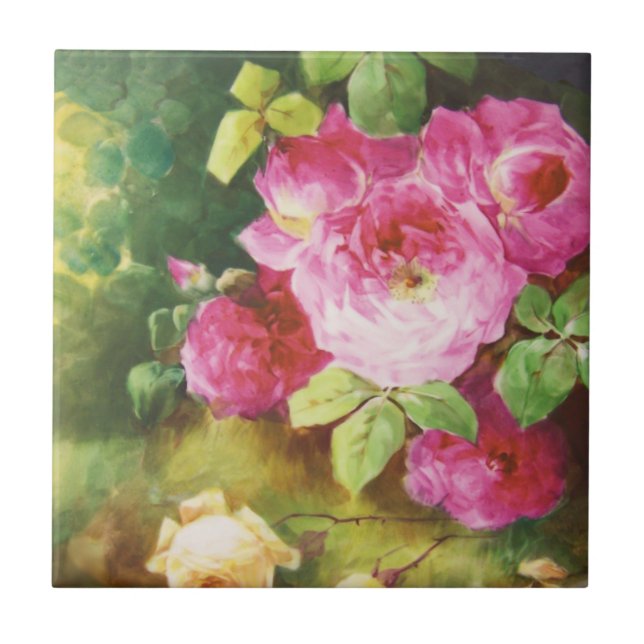 Azulejo De Cerâmica Rosa Rosa Vitoriano (Frente)