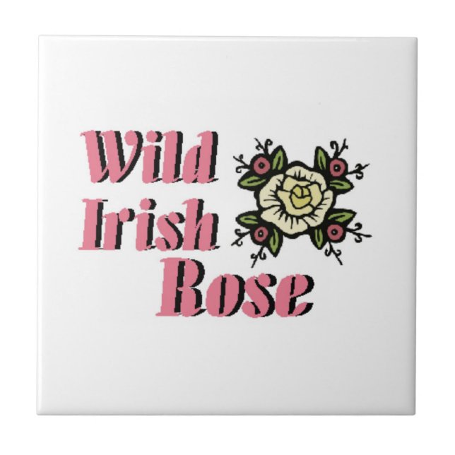 Azulejo De Cerâmica Rosa selvagem irlandês (Frente)
