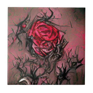 Azulejo De Cerâmica Rosa torre a morte gráfico abstrato 