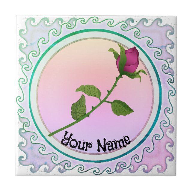 Azulejo De Cerâmica Rosa vermelha (Frente)