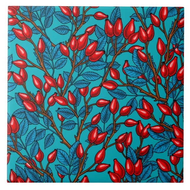 Azulejo De Cerâmica Rosa, vermelho e azul (Frente)