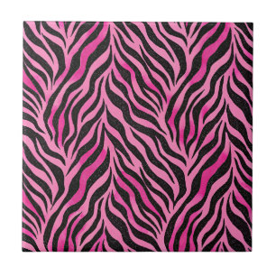 Azulejo De Cerâmica Rosa Vibrante e Estampa de Zebra Preta