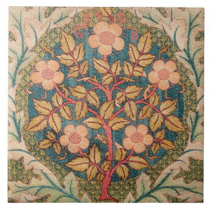 Azulejo De Cerâmica Rosa Wreath Embroiderme Design por William Morris