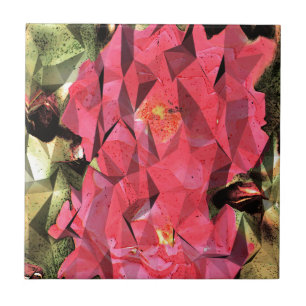 Azulejo De Cerâmica Rosas abstratos do Cubist