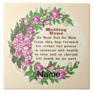 Azulejo De Cerâmica Rosas adoráveis e personalizados votos de casament