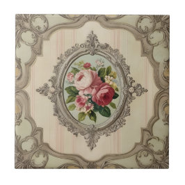 Azulejo De Cerâmica Rosas Antigas Emolduradas