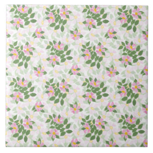 Azulejo De Cerâmica Rosas bonito de Cachorro Rosa no Padrão Branco