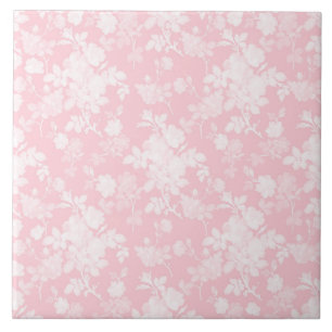 Azulejo De Cerâmica Rosas Brancas Elegantes Florais Rosa