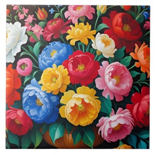 Azulejo De Cerâmica Rosas brilhantes e coloridas