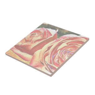 Azulejo De Cerâmica Rosas Chá do Jardim