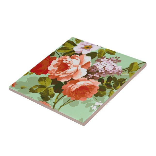Azulejo De Cerâmica Rosas coloridos (Lateral)