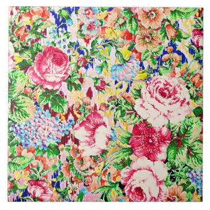 Azulejo De Cerâmica Rosas coloridos bonitos da pintura
