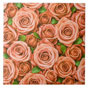 Azulejo De Cerâmica Rosas Cor-de-rosa Coral Padrão Floral