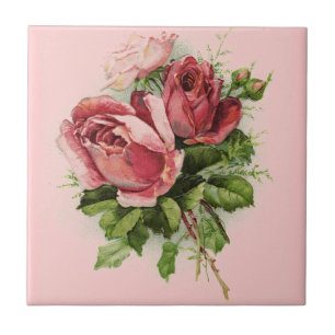 Azulejo De Cerâmica Rosas da antiguidade da arte do vintage