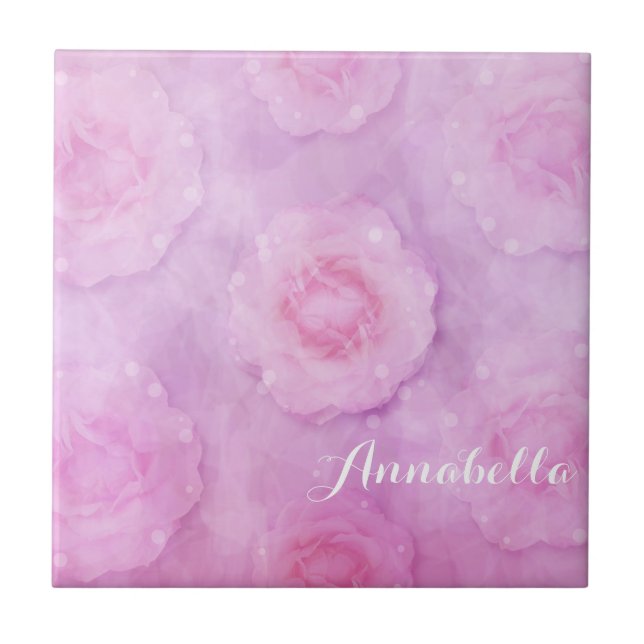 Azulejo De Cerâmica Rosas de Aquarela (Frente)