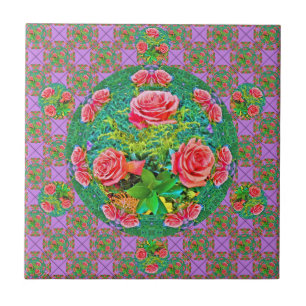 Azulejo De Cerâmica Rosas de Aquarela Rosa