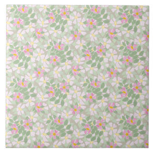 Azulejo De Cerâmica Rosas de cão cor-de-rosa bonito no teste padrão