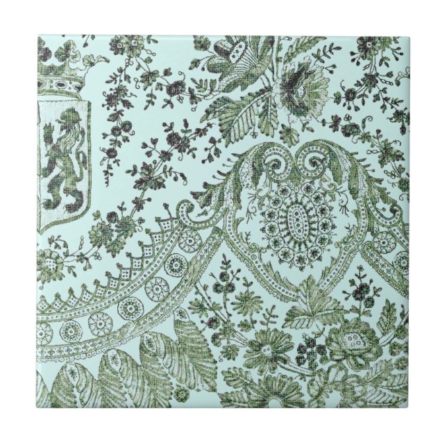 Azulejo De Cerâmica Rosas de rendas verdes (Frente)