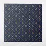 Azulejo De Cerâmica Rosas Dourados azuis Marinhos Elegantes<br><div class="desc">azulejo azul marinho com rosas dourados. O código hexadecimal para azul marinho é #202A44.</div>