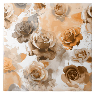 Azulejo De Cerâmica Rosas em Aquarela 2