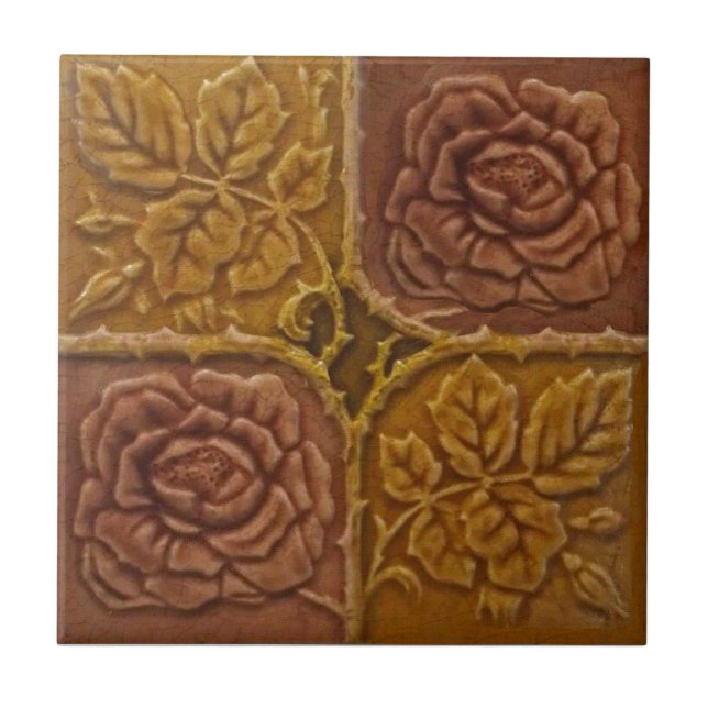Azulejo De Cerâmica Rosas Espalificados Repro Alivio Faux (Frente)