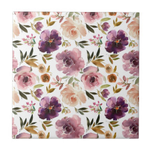 Azulejo De Cerâmica Rosas Floral Rosa Roxo banheiro