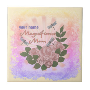 Azulejo De Cerâmica Rosas magníficas da mãe