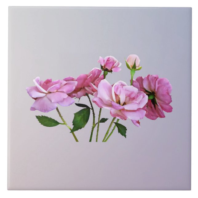 Azulejo De Cerâmica Rosas Miniatura Rosa (Frente)